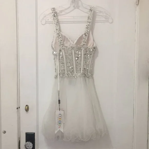NWT Colors Dress White with Sequins Size 0